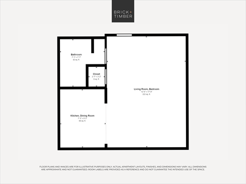 A black and white image of a floor plan for a Brick+Timber property.